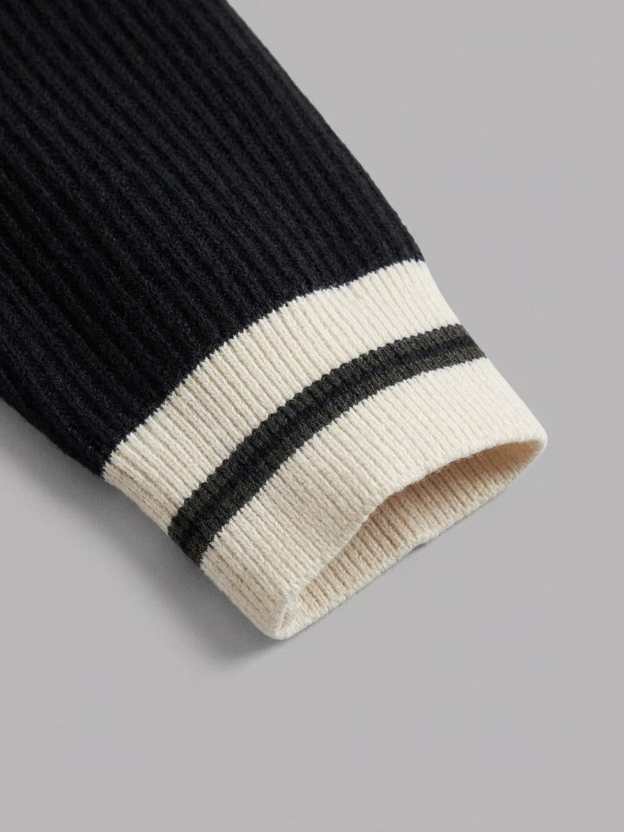 Asolo Men's Contrast-Trim Polo Sweater — black — detail-2