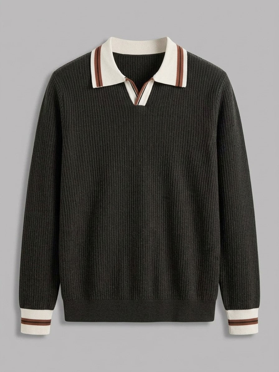 Asolo Men's Contrast-Trim Polo Sweater — darkgray — packshot