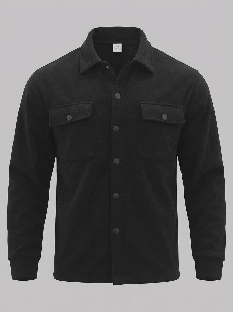 Assisi Men's Brushed Snap-Front Shirt Jacket — black — packshot