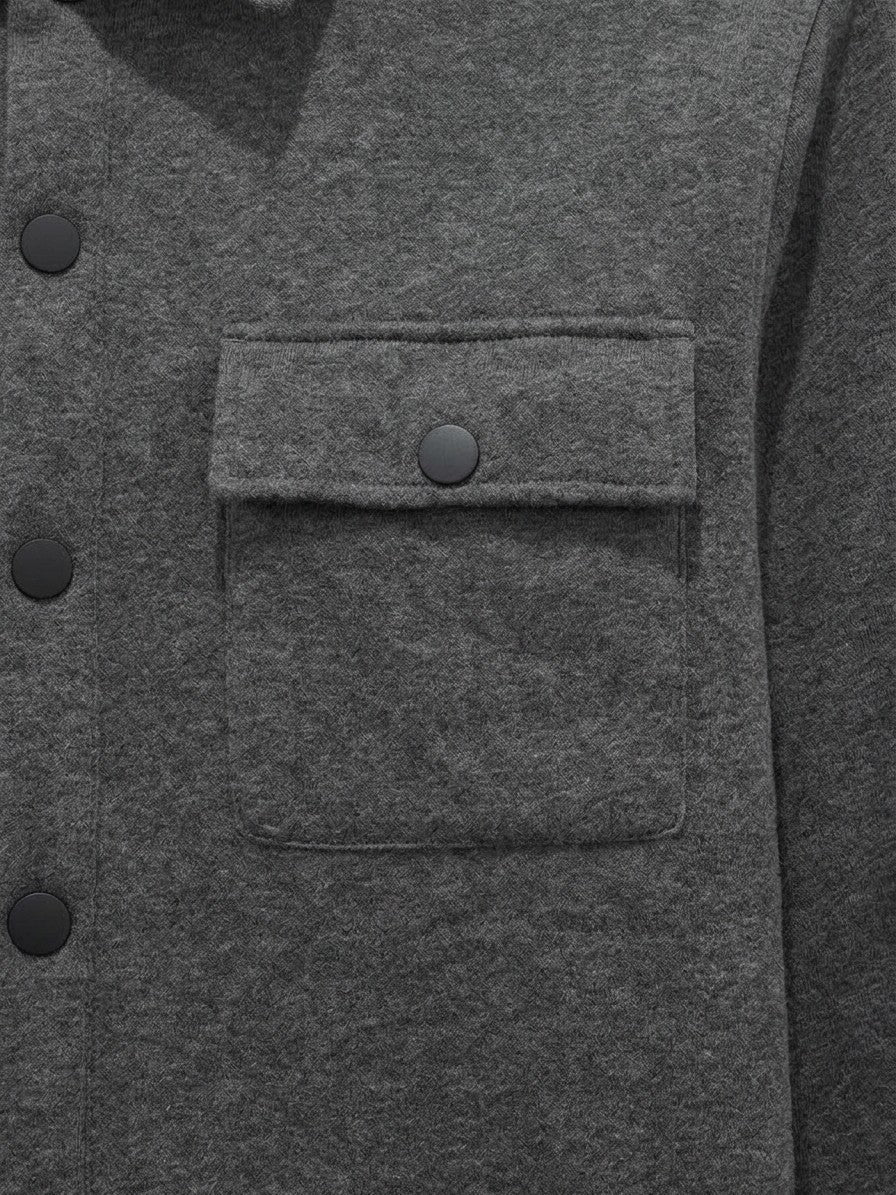 Assisi Men's Brushed Snap-Front Shirt Jacket — darkgray — detail-collar