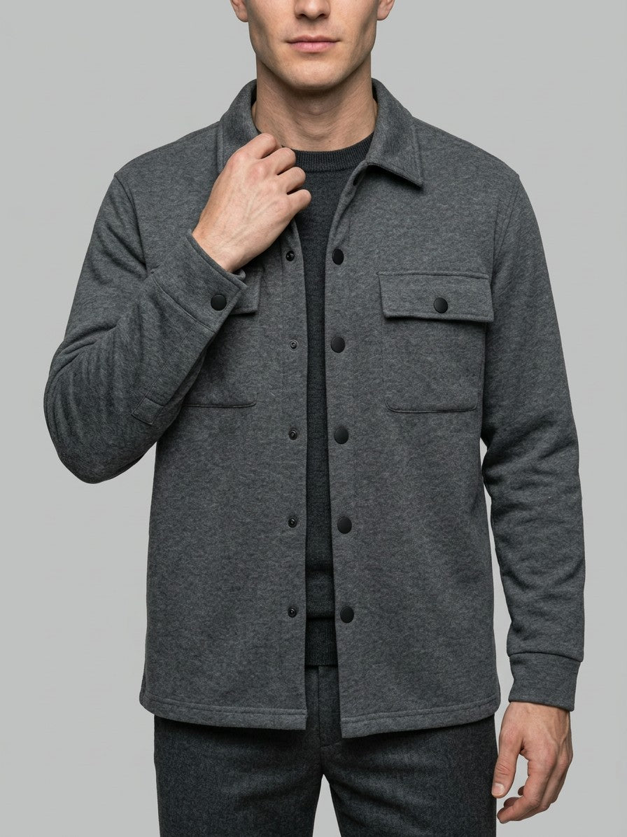Assisi Men's Brushed Snap-Front Shirt Jacket — darkgray — front