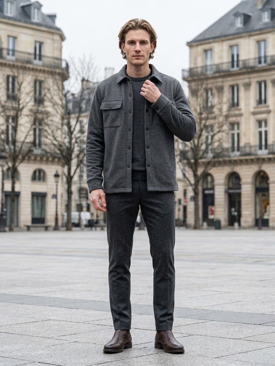 Assisi Men's Brushed Snap-Front Shirt Jacket — darkgray — lifestyle
