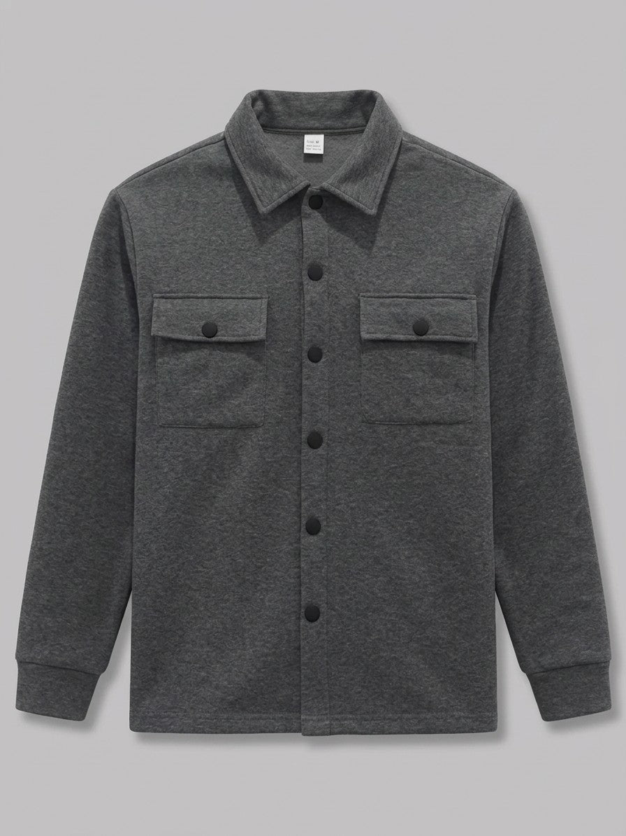 Assisi Men's Brushed Snap-Front Shirt Jacket — darkgray — packshot