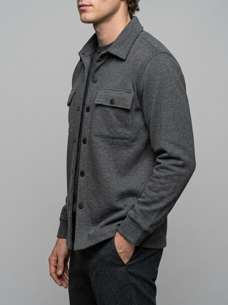 Assisi Men's Brushed Snap-Front Shirt Jacket — darkgray — side