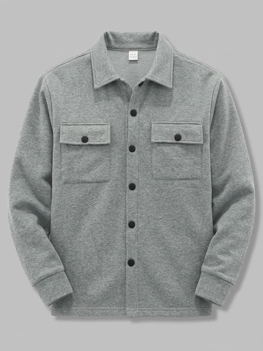 Assisi Men's Brushed Snap-Front Shirt Jacket — lightgray — packshot