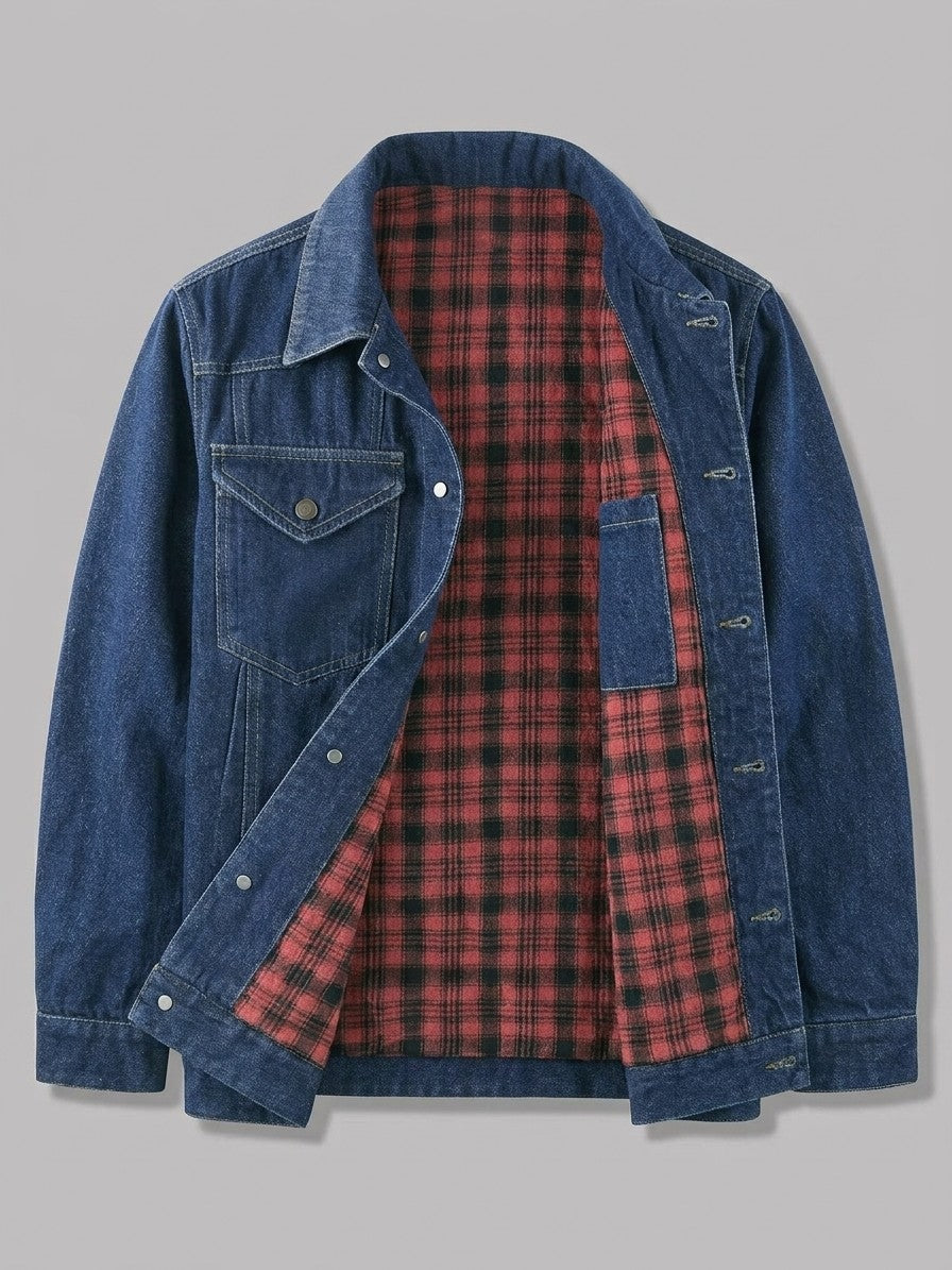Asti Men's Flannel-Lined Denim Jacket — darkblue — packshot