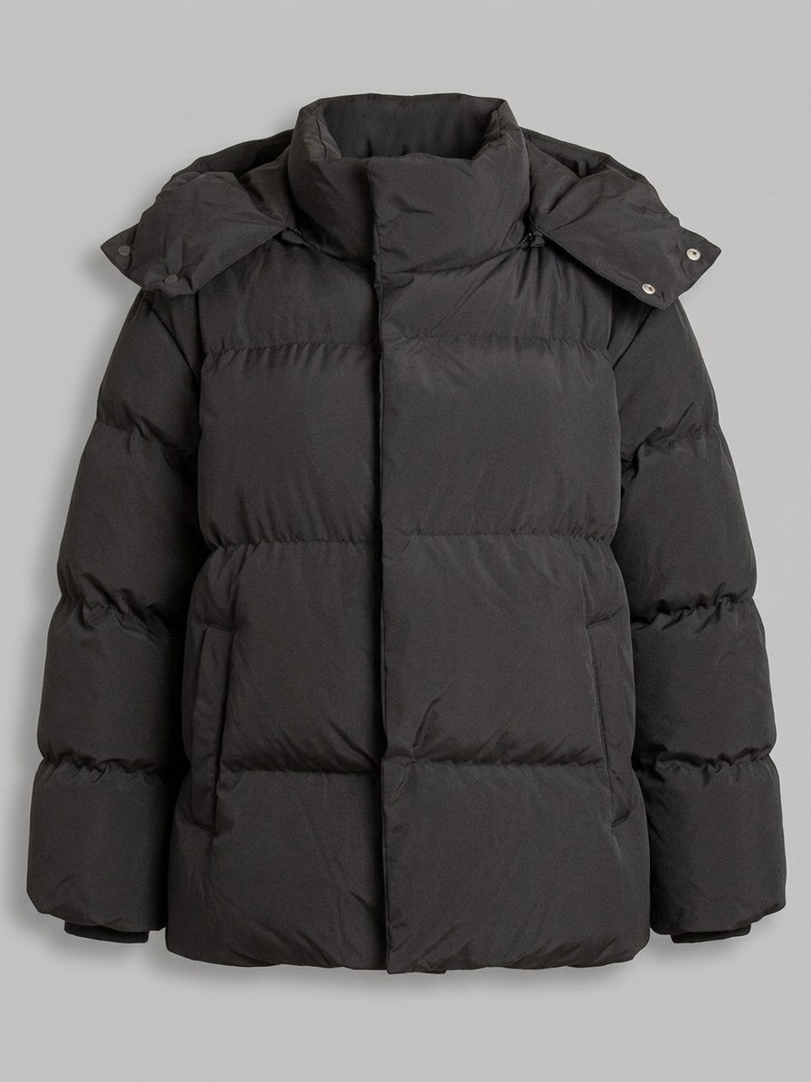 Atessa Women's Oversized Hooded Puffer Jacket — black — packshot
