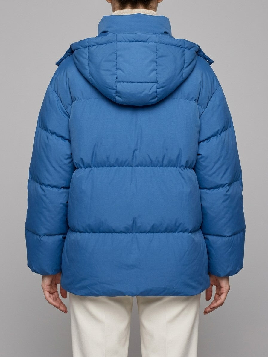 Atessa Women's Oversized Hooded Puffer Jacket — cobaltblue — back