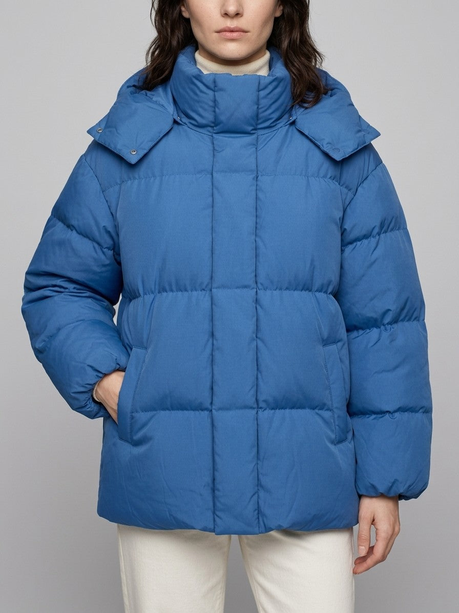 Atessa Women's Oversized Hooded Puffer Jacket — cobaltblue — front