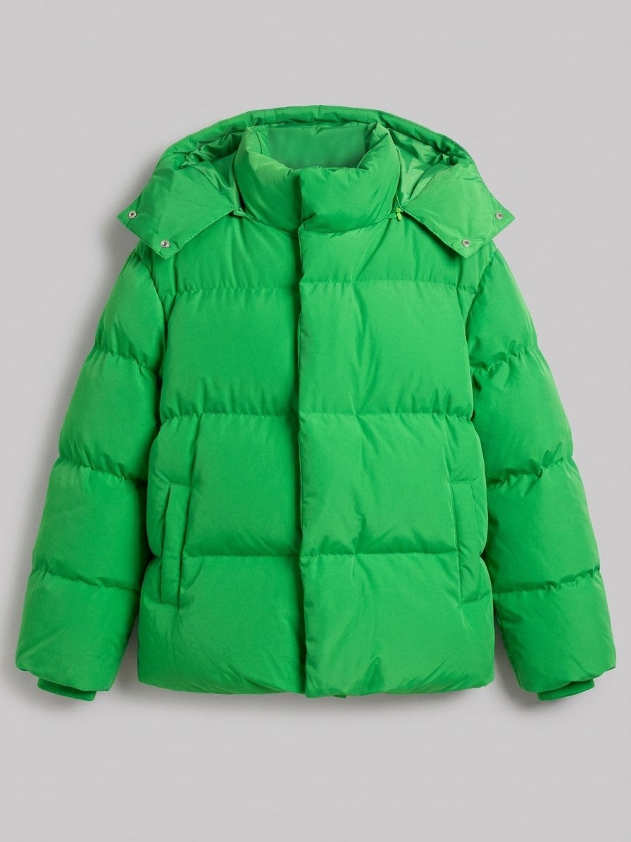Atessa Women's Oversized Hooded Puffer Jacket — green — packshot