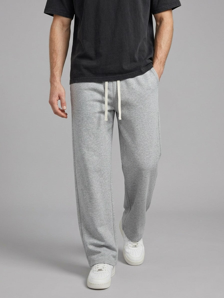 Atrani Men's Contrast-Cord Straight-Leg Sweatpants — lightgray — front