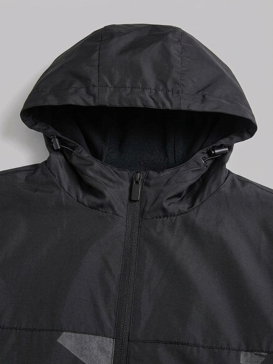 Atri Men's Abstract Print Hooded Windbreaker — black — detail-2