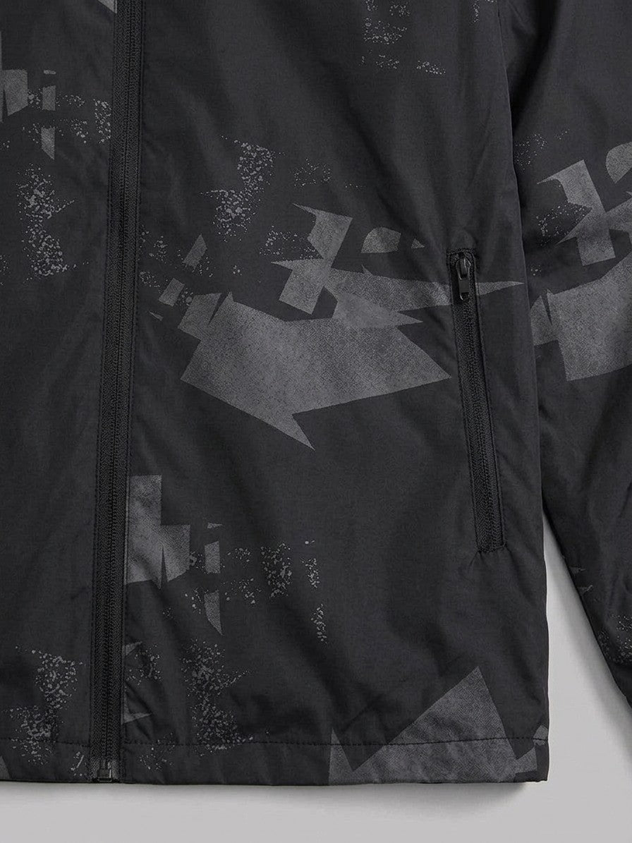 Atri Men's Abstract Print Hooded Windbreaker — black — detail