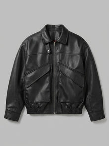 Aulla Men's Diagonal-Flap Faux Leather Bomber Jacket