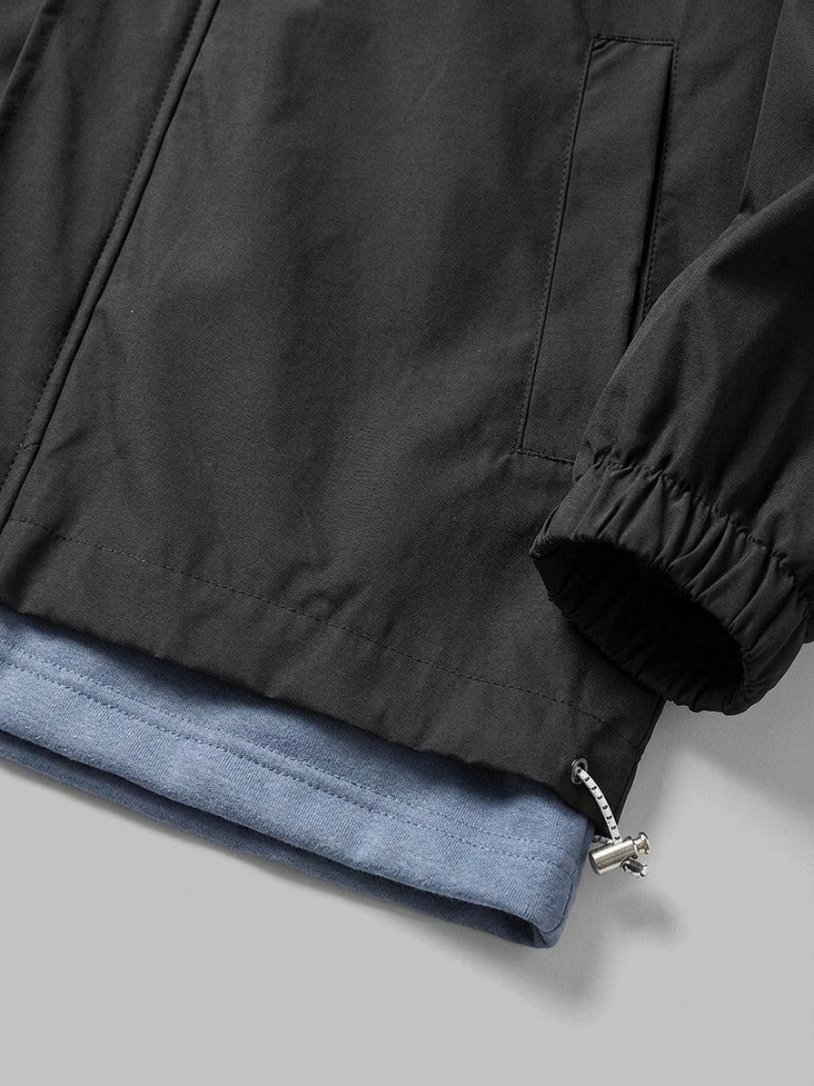 Avellino Men's Two-in-One Hooded Windbreaker — black — detail-collar