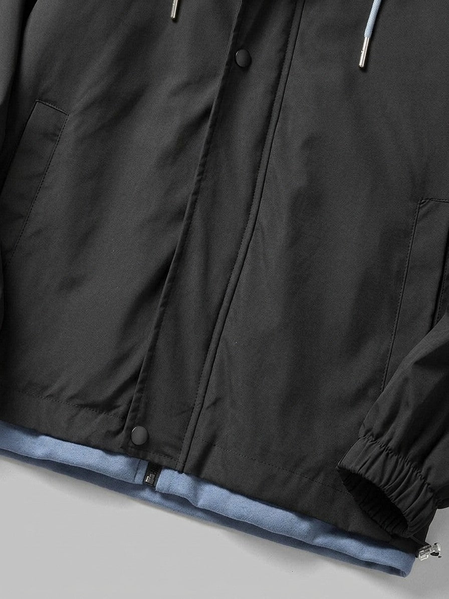 Avellino Men's Two-in-One Hooded Windbreaker — black — detail
