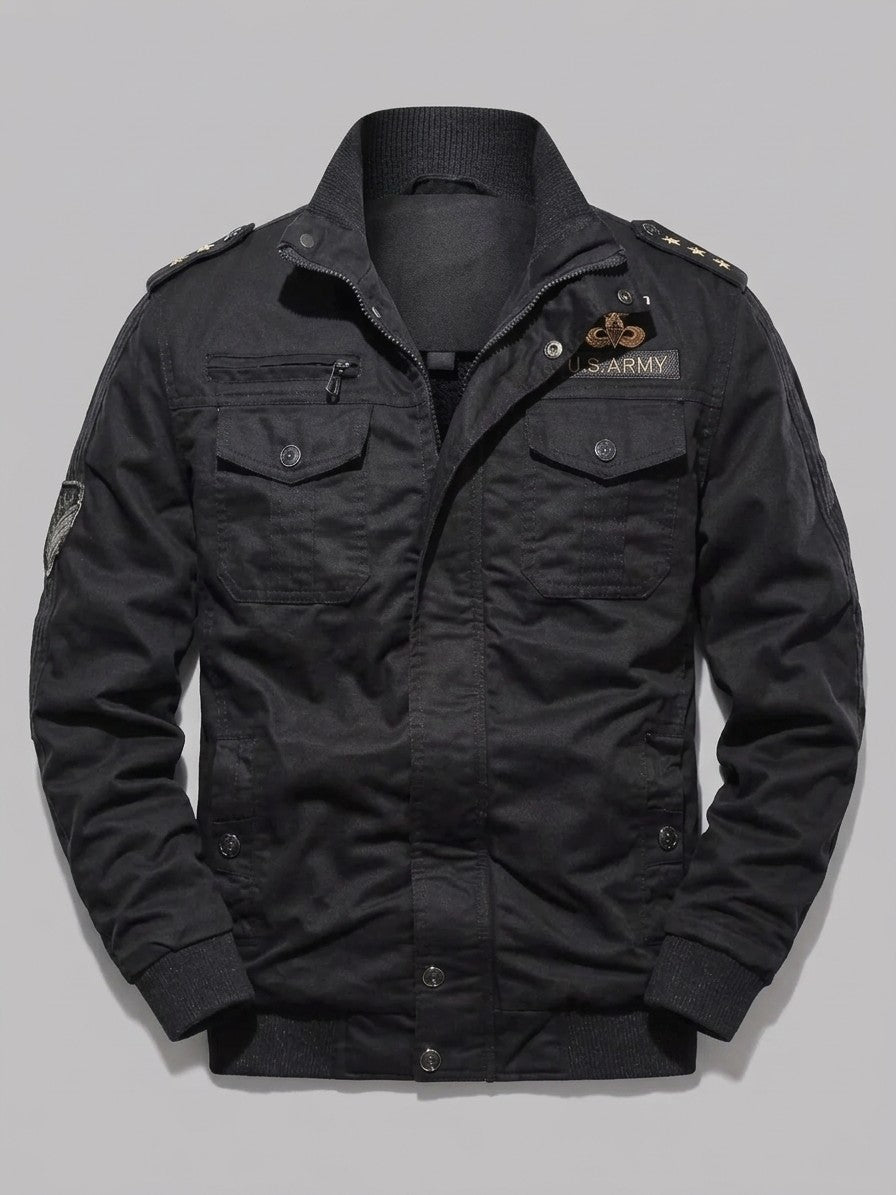 Aversa Men's Military Pilot Jacket — black — packshot