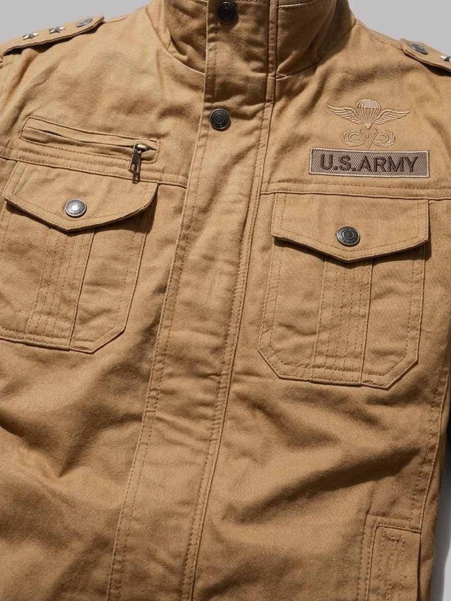 Aversa Men's Military Pilot Jacket — khaki — detail
