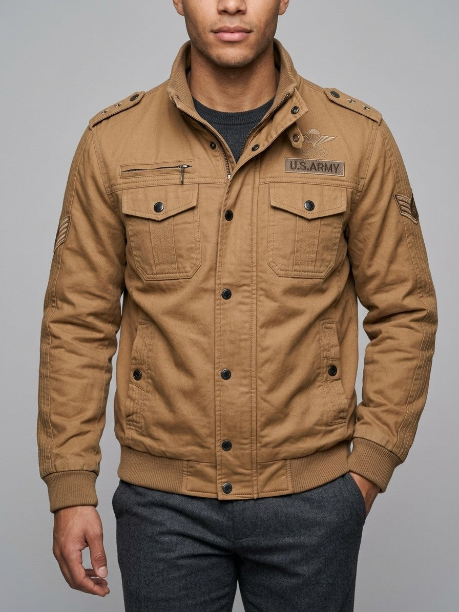 Aversa Men's Military Pilot Jacket — khaki — front