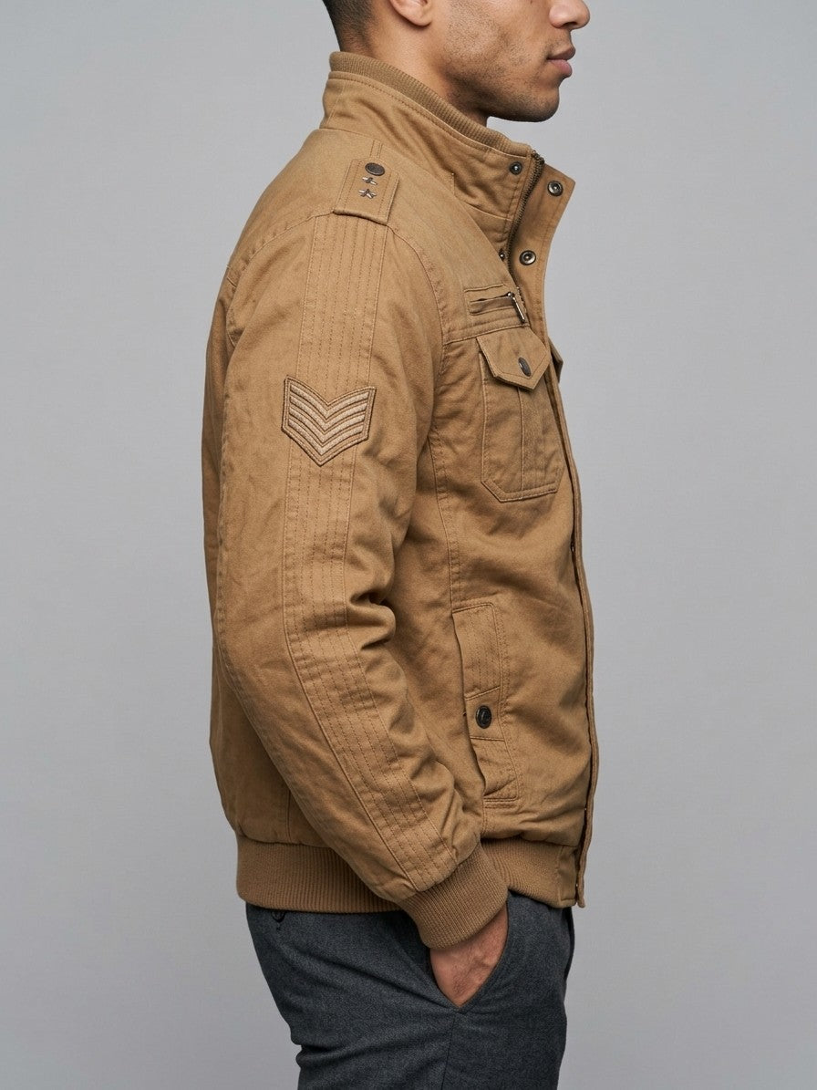 Aversa Men's Military Pilot Jacket — khaki — side