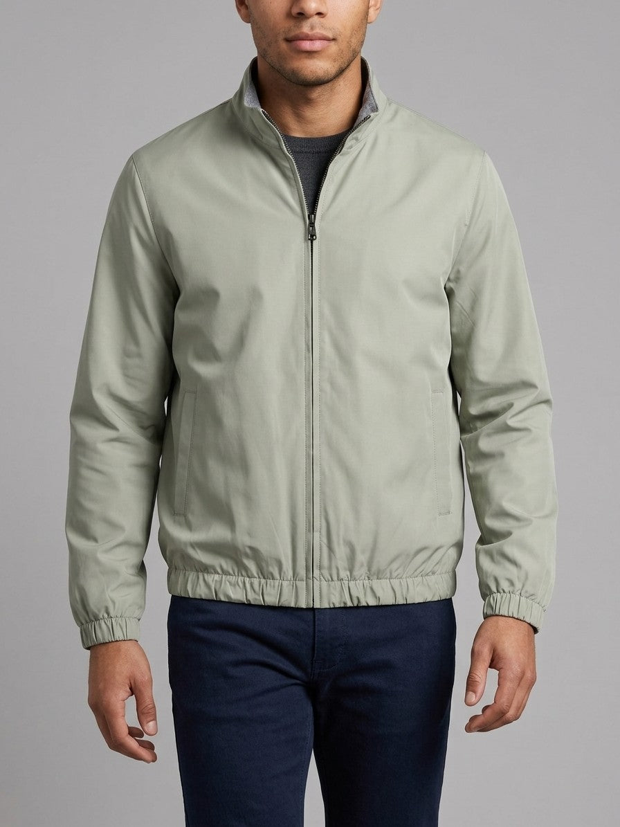 Avezzano Men's Stand-Collar Reversible Harrington Jacket — sage — front