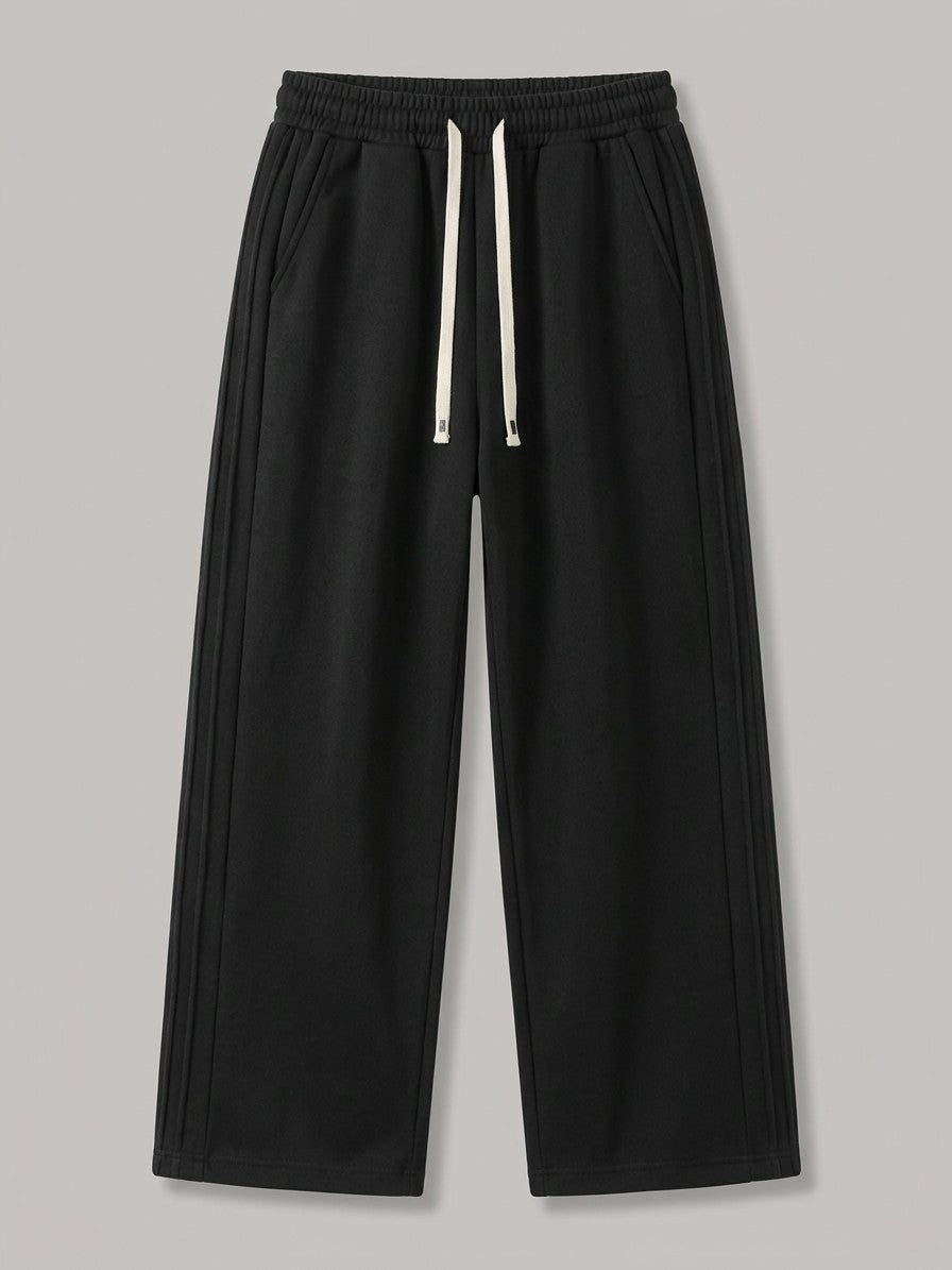 Avola Men's Triple-Pintuck Wide-Leg Sweatpants — black — packshot