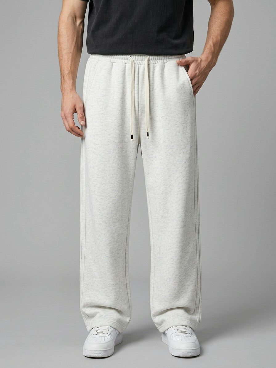 Avola Men's Triple-Pintuck Wide-Leg Sweatpants — flowerwhite — front