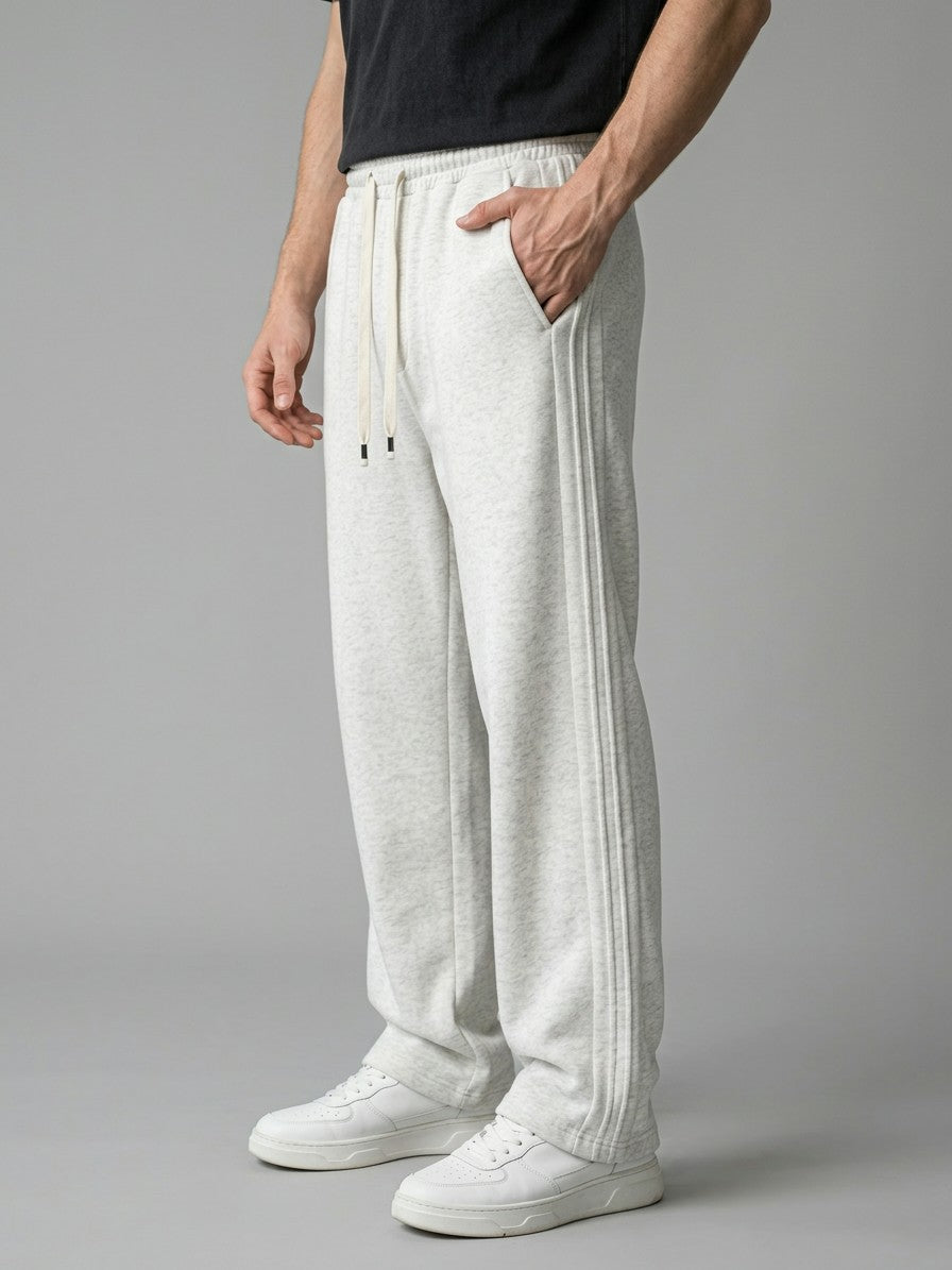 Avola Men's Triple-Pintuck Wide-Leg Sweatpants — flowerwhite — side