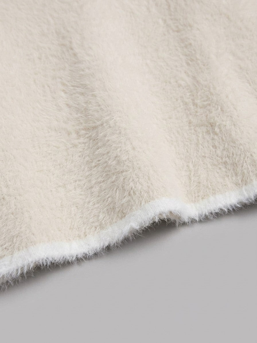 Badolato Men's Fluffy Polo Sweater — cream — detail-2