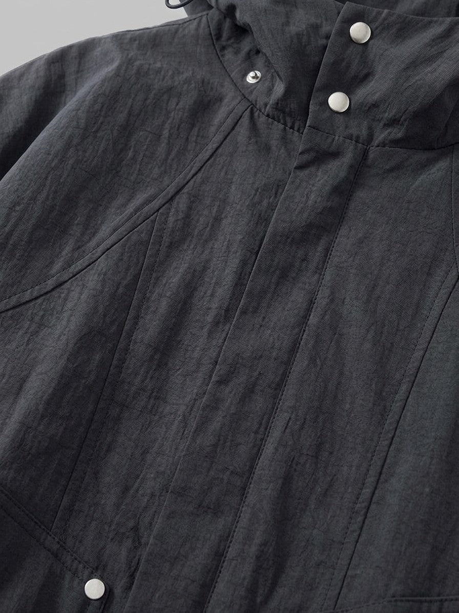 Bagnara Men's Cropped Hooded Windbreaker — black — detail