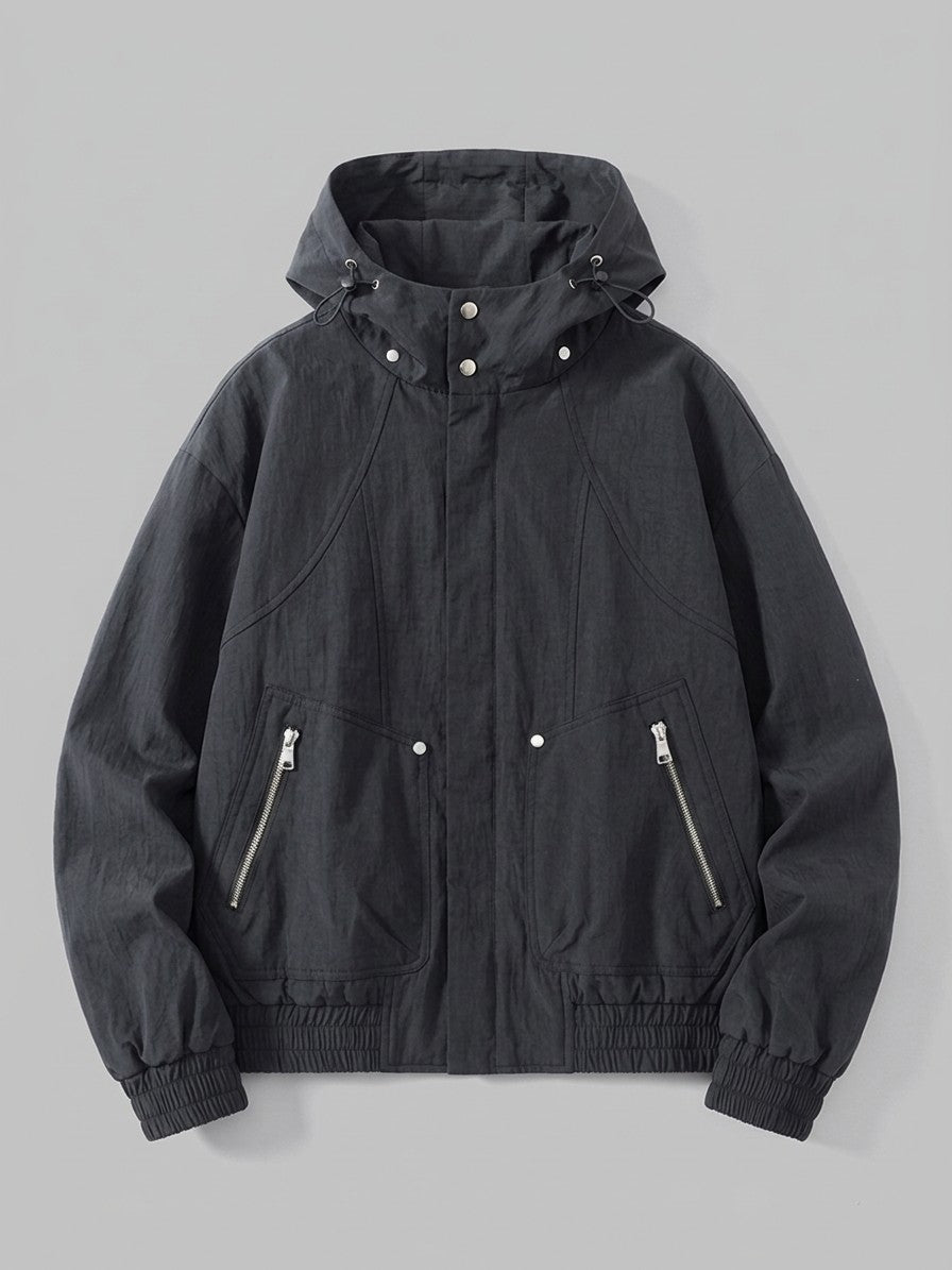 Bagnara Men's Cropped Hooded Windbreaker — black — packshot