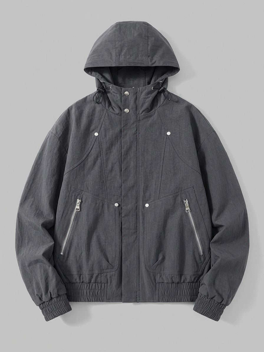 Bagnara Men's Cropped Hooded Windbreaker — grey — packshot