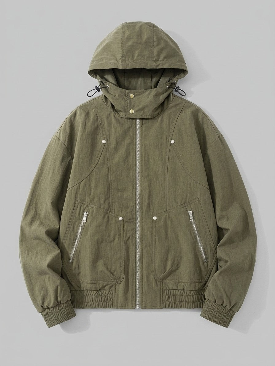 Bagnara Men's Cropped Hooded Windbreaker — militarygreen — packshot