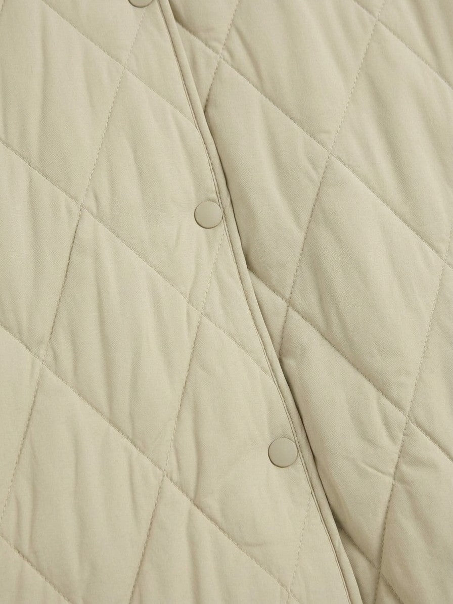 Bagnoregio Women's Diamond Quilted Hooded Coat — beige — detail