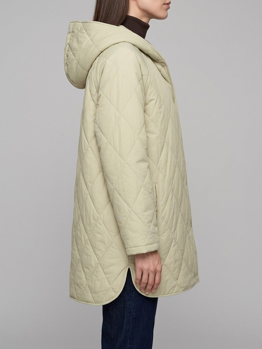 Bagnoregio Women's Diamond Quilted Hooded Coat — beige — side