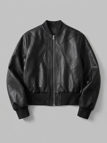 Bardi Men's Piped-Seam Faux Leather Bomber Jacket