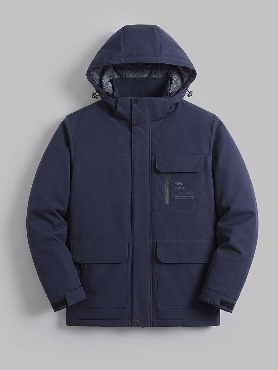Barletta Men's Fleece-Lined Hooded Parka — blue — packshot