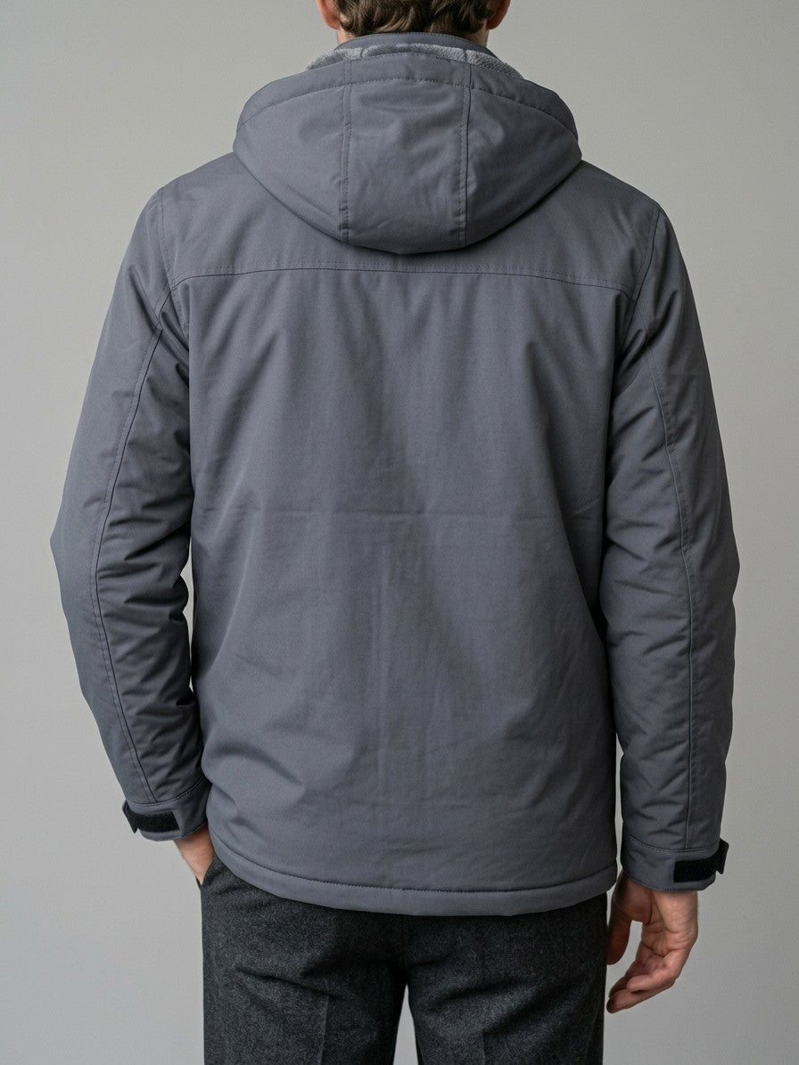 Barletta Men's Fleece-Lined Hooded Parka — grey — back