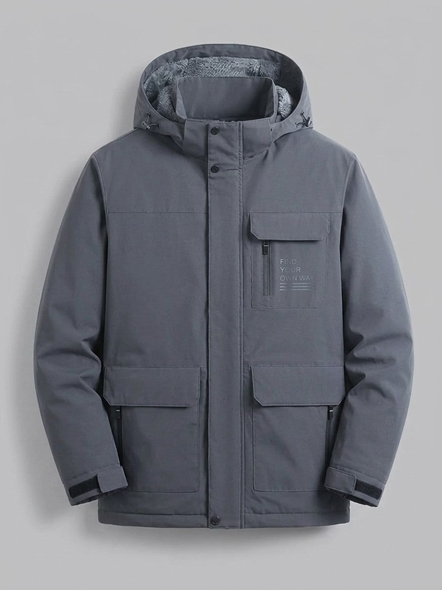 Barletta Men's Fleece-Lined Hooded Parka — grey — packshot