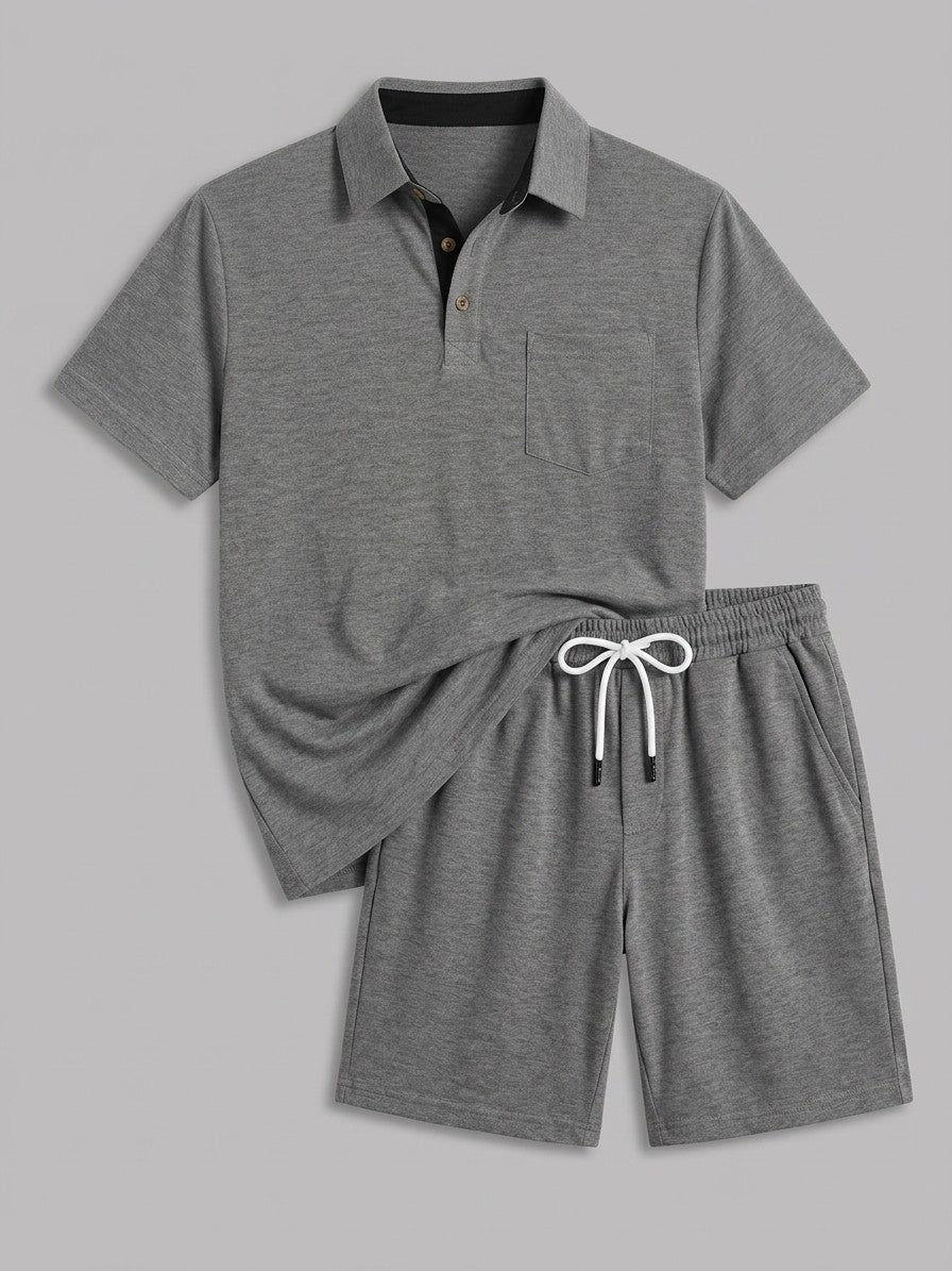 Bassano Men's Polo and Shorts Set — Gray — set