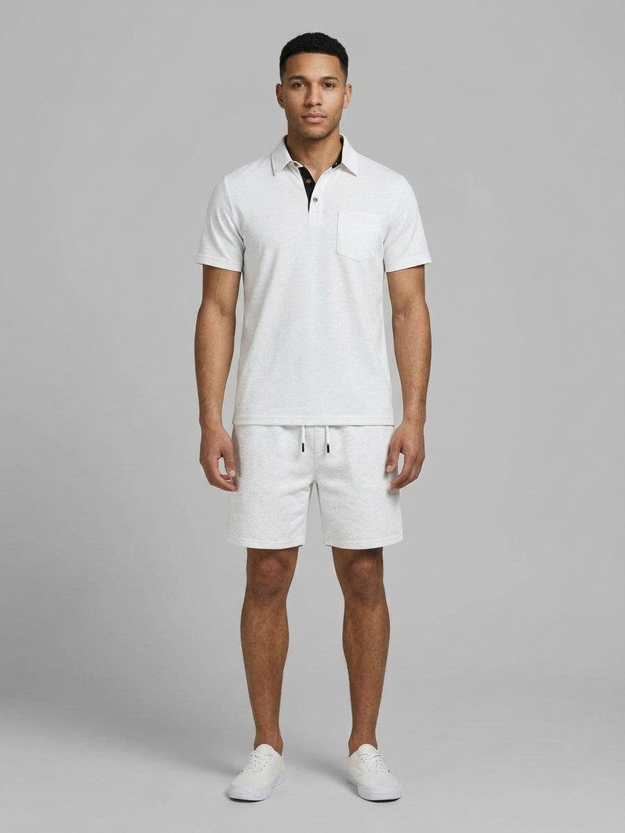 Bassano Men's Polo and Shorts Set — white — fullfront