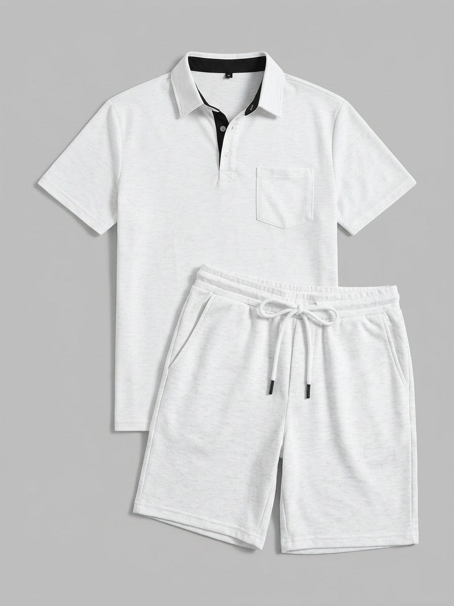 Bassano Men's Polo and Shorts Set — White — set