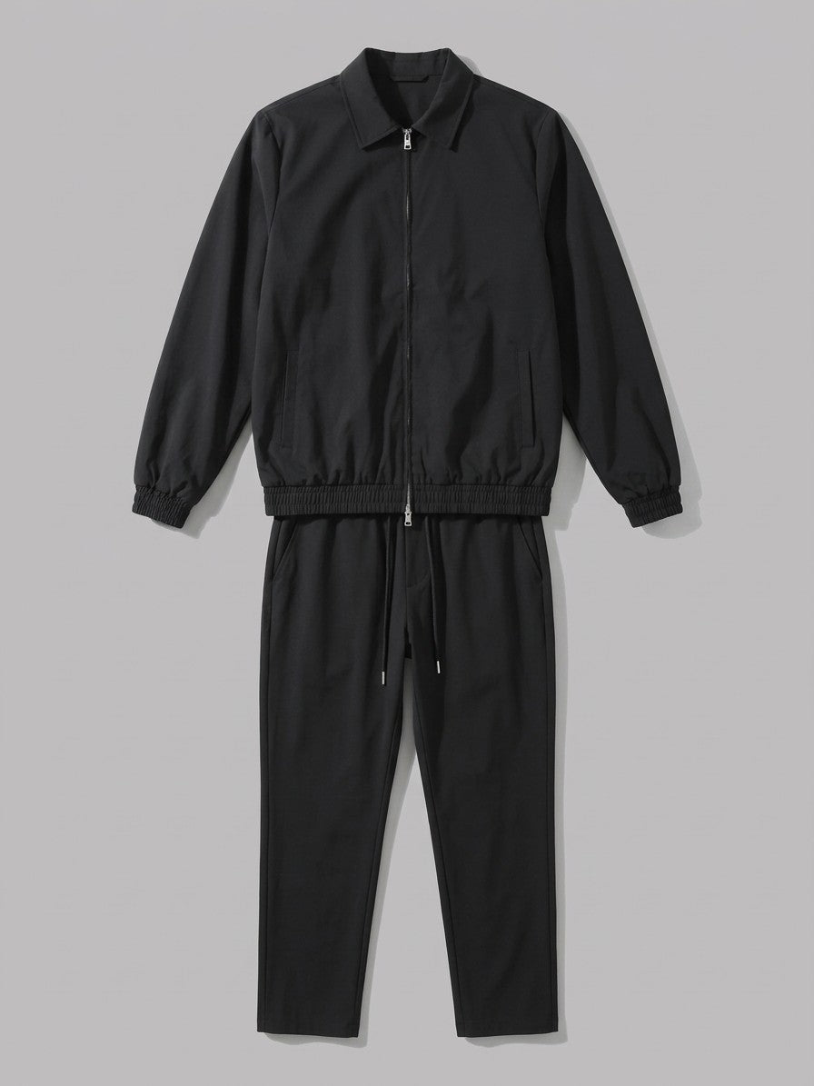 Bassiano Men's Collared Zip-Jacket Tracksuit — black — packshot