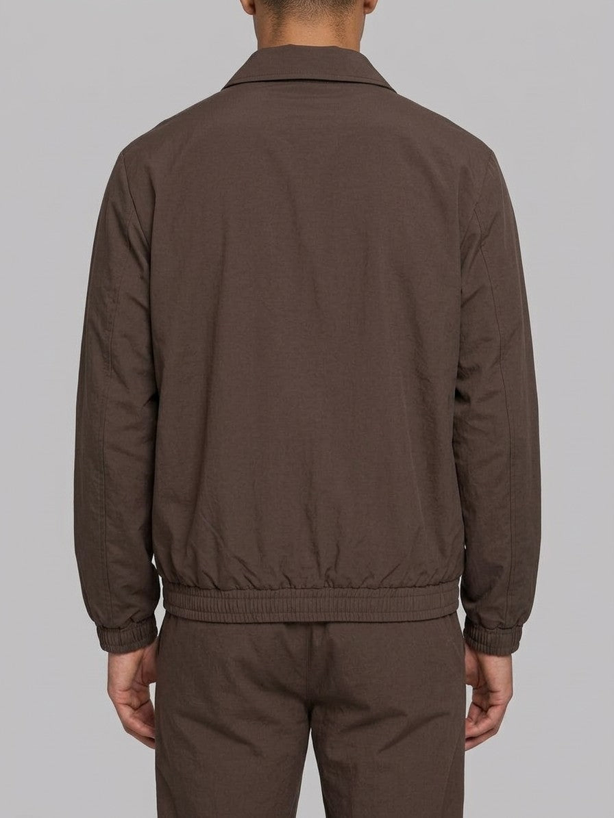 Bassiano Men's Collared Zip-Jacket Tracksuit — brown — closeback