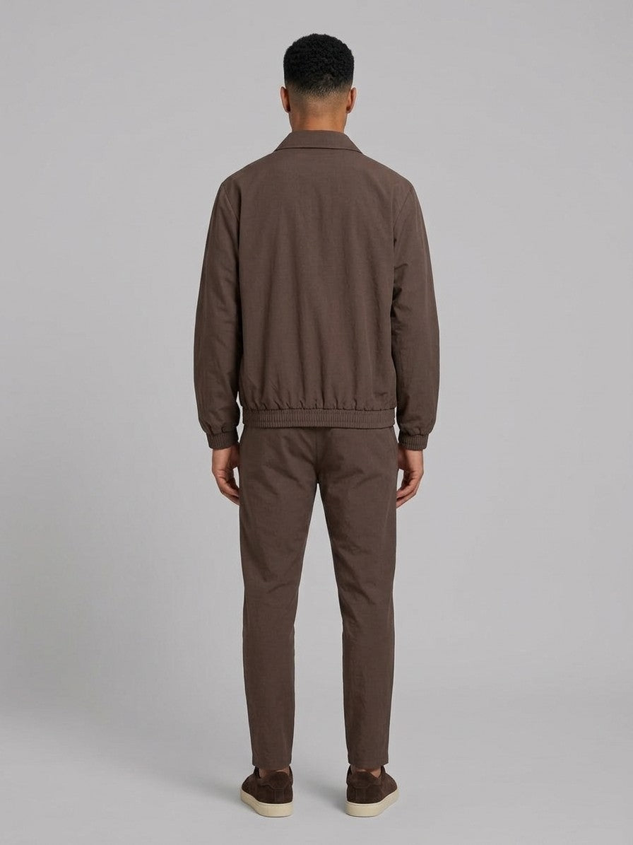 Bassiano Men's Collared Zip-Jacket Tracksuit — brown — fullback