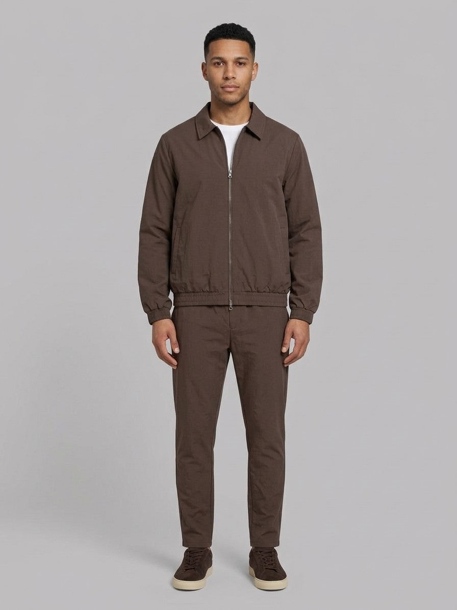 Bassiano Men's Collared Zip-Jacket Tracksuit — brown — fullfront