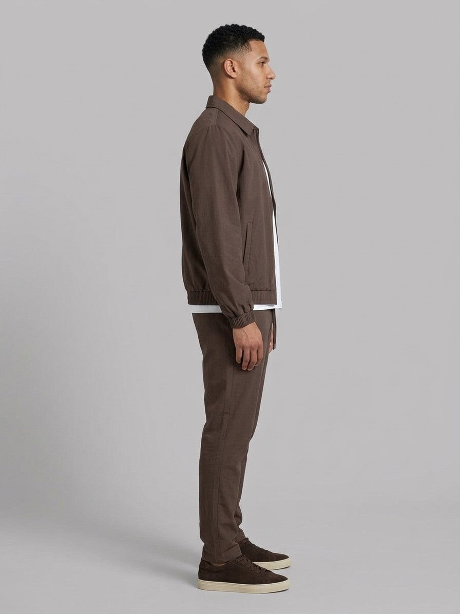 Bassiano Men's Collared Zip-Jacket Tracksuit — brown — fullside