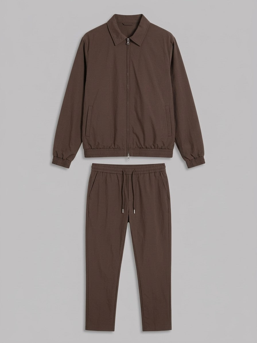 Bassiano Men's Collared Zip-Jacket Tracksuit — brown — packshot