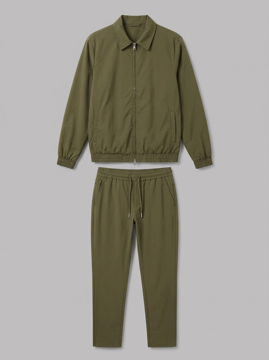 Bassiano Men's Collared Zip-Jacket Tracksuit — olive — packshot