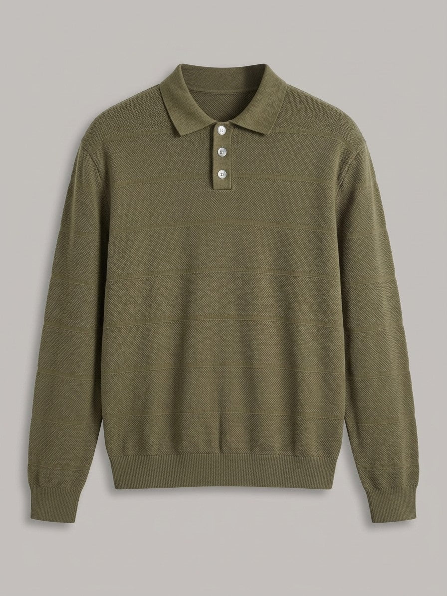 Bellagio Men's Button-Detail Knit Top — armygreen — packshot